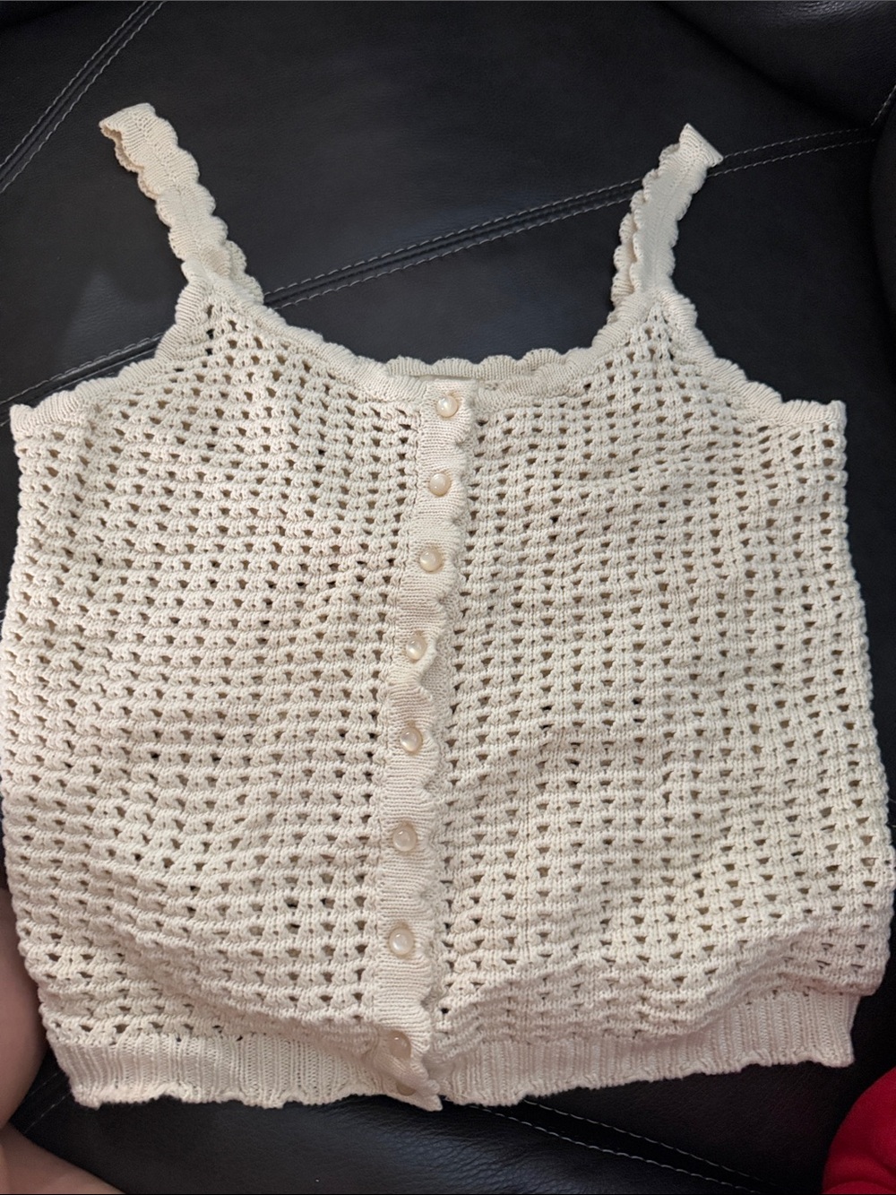 Elie Tahari Cream Crochet Button-Front Knit Mini Skirt